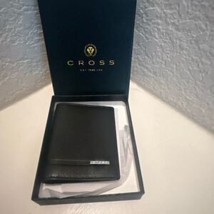 Cross Brand Double ID Card Case Black Leather Bifold Minimalist New In Box
